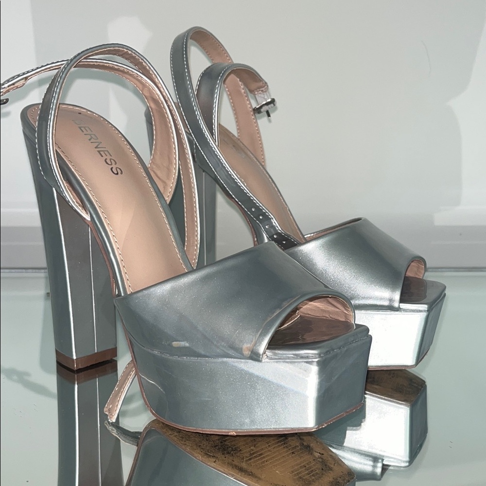 Silver platform heels